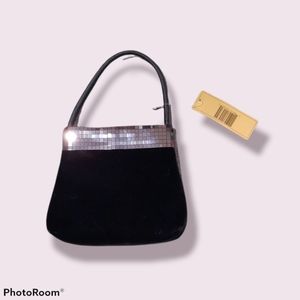 NWT Black velvet hang bag